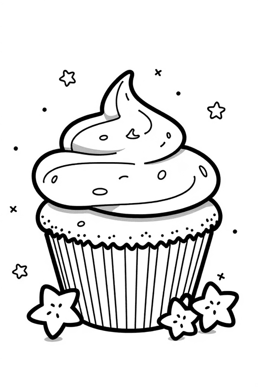 Cupcake adorned with stars.