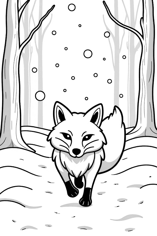 fox running in the snow